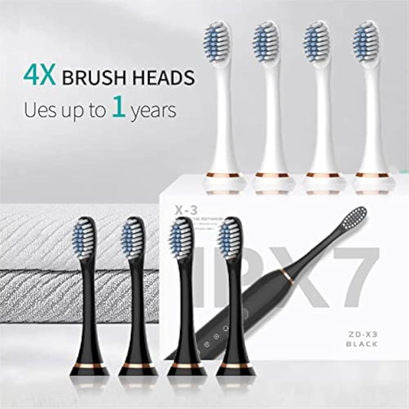 Sonic Electric Toothbrushes USB Rechargeable Ultrasonic Tooth Brush with 4 Brush Heads 6 Cleaning Modes and Smart Timer IPX7 Waterproof Cleaning Toothbrushes for Adults and Kids - Image 3
