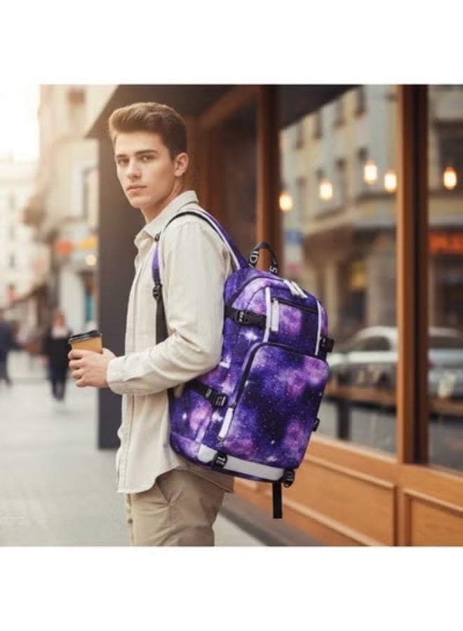 Aolida Backpack Bookbag for College Laptop Travel,Fit Laptop Up to 15.6 inch with USB Charging Port Multi Compartment Anti theft, Gift for Women Men (Galaxy) - Image 5