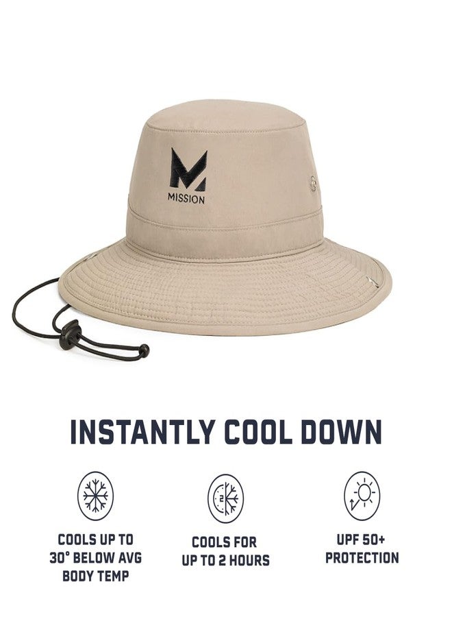 MISSION Cooling Bucket Hat, UPF 50, 3" Wide Brim Sun Hat - Cools When Wet, UPF 50, Khaki, One size - Image 4