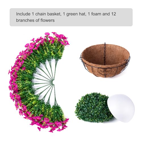Ivydale Artificial Silk Hanging Plants Flowers Basket for Outdoor Outside Summer Decoration, Fake Faux UV Sun Resistant Look Real Morning Glory Fuchsia for Porch Patio Balcony Home - Image 4
