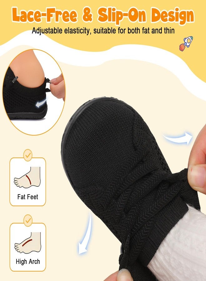 FEETCITY Baby Walking Shoes Boys Girls Slip On Shoes Lightweight Breathable Infant Sock Shoe Barefoot Flexible Black - Image 3
