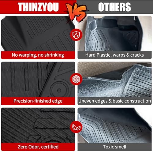 Thinzyou Floor Mats Compatible with 2020-2026 Ford Explorer 6 Seat Trunk Mat Cargo Liner TPE Back Seat Cover Protector 2025 Explorer Accessories (Fit 6 Seat,Trunk Mat with Backrest Mats+Floor Mats) - Image 5