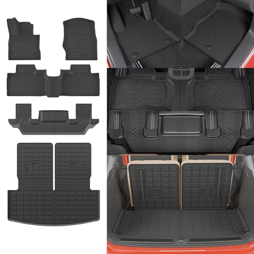 Thinzyou Floor Mats Compatible with 2020-2026 Ford Explorer 6 Seat Trunk Mat Cargo Liner TPE Back Seat Cover Protector 2025 Explorer Accessories (Fit 6 Seat,Trunk Mat with Backrest Mats+Floor Mats) - Image 1