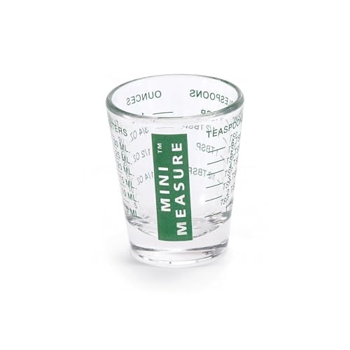 Kolder Mini Measure Heavy Glass 20Incremental Measurements MultiPurpose Liquid and Dry Measuring Shot Glass Green