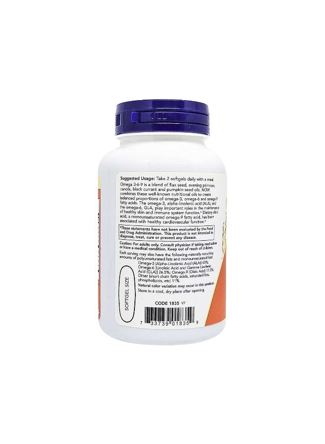 Now Foods Omega 3-6-9 1000mg 100 Softgels - Image 3