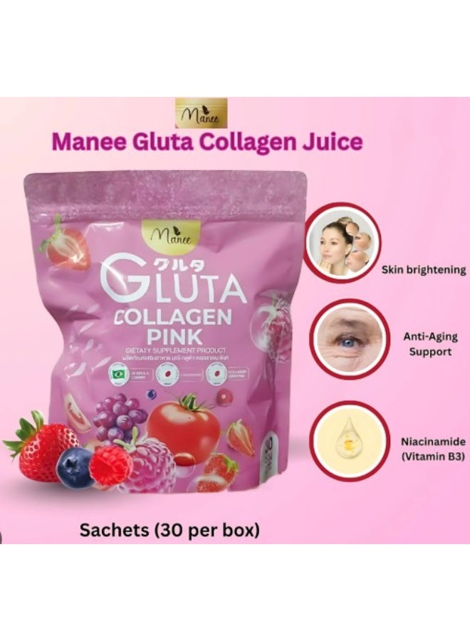 ماني عصير جلوتا كولاجين وردي - 30 كيسًا - Image 3