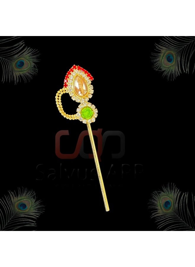 Salvus App SOLUTIONS Salvus APP SOLUTIONS Handcrafted Metal Bansuri/Flute for Krishna Idol - Decorative Indian Artwork for Home or Office Decor (Multicolor, 3 x1.5 inch)  - Image 4