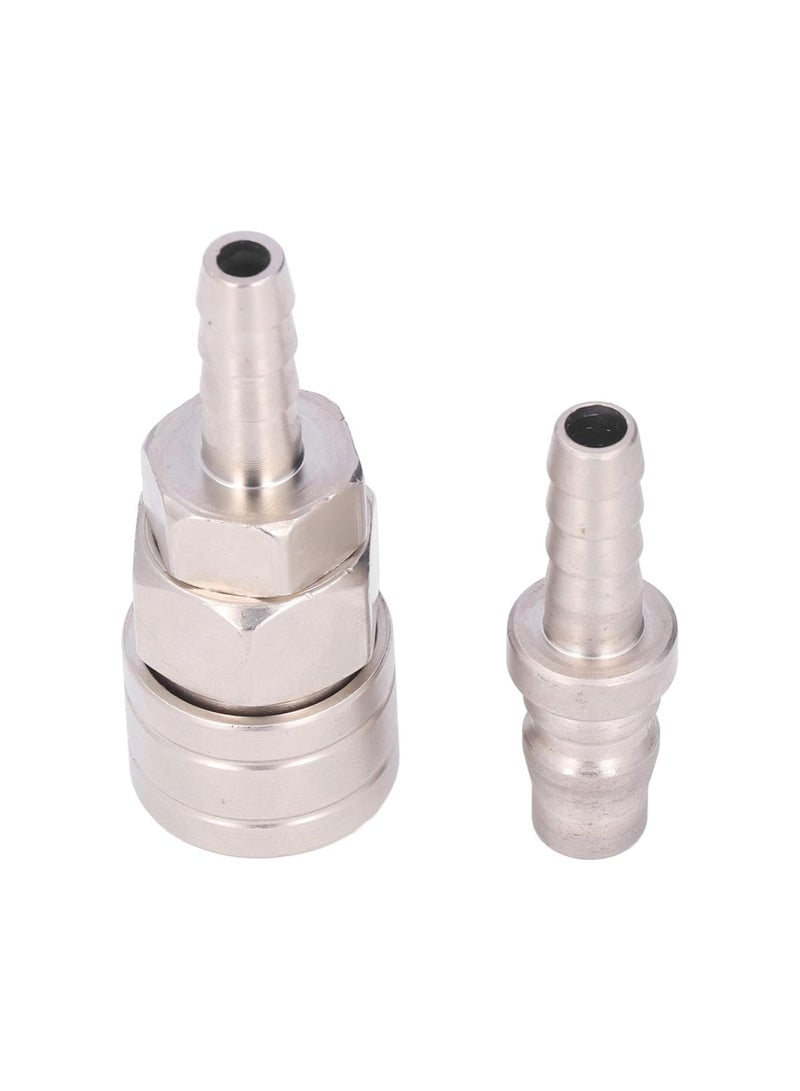 silvercnc Plated Stainless Steel Air Coupler Self Locking Quick Connect Air Hose Fittings for Industrial and Automotive Use (Self-locking quick connect Φ8 long tail) - Image 1