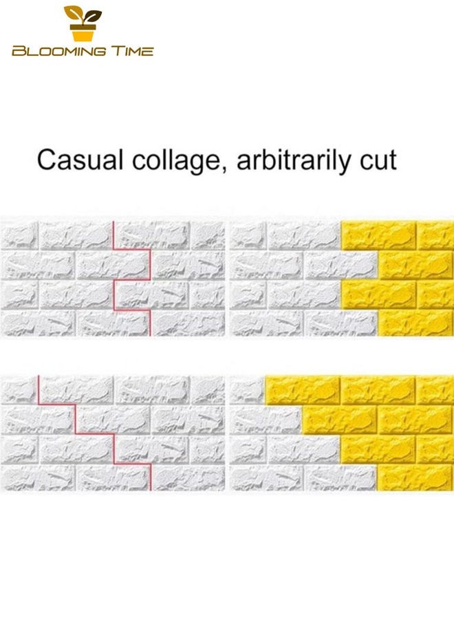 10PCS self-adhesive 3d wallpaper, waterproof white brick pattern wall stickers living room bedroom