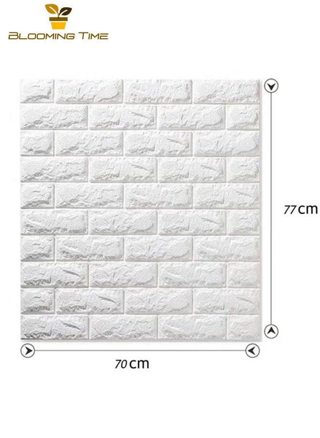 10PCS self-adhesive 3d wallpaper, waterproof white brick pattern wall stickers living room bedroom