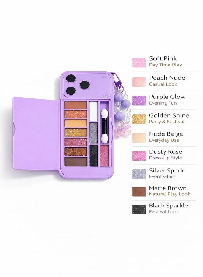 Teraabliss I Phone Style Mini Eyeshadow Palette - Model 17 i-Style Phone Inspired Design Soft & Skin Friendly Formula Long Lasting Shades (purple) - Image 2