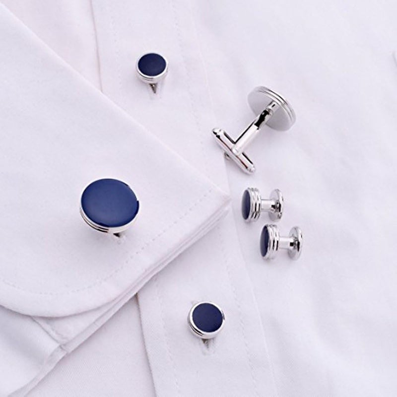 IPINK -Mens Cufflinks and Studs Set Tuxedo Formal Kit Shirts Business Wedding - Image 4
