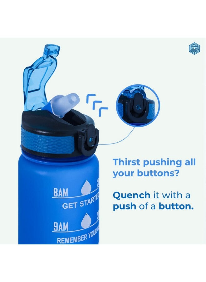 Boldfit Water Bottles 1 Litre Sipper Bottle For Adults, Kids,Unbreakable Motivational Water Bottle Time Mark Sipper With Straw & Time For Gym Office School Home Water Bottle for Kids - Blue (Plastic) - Image 4