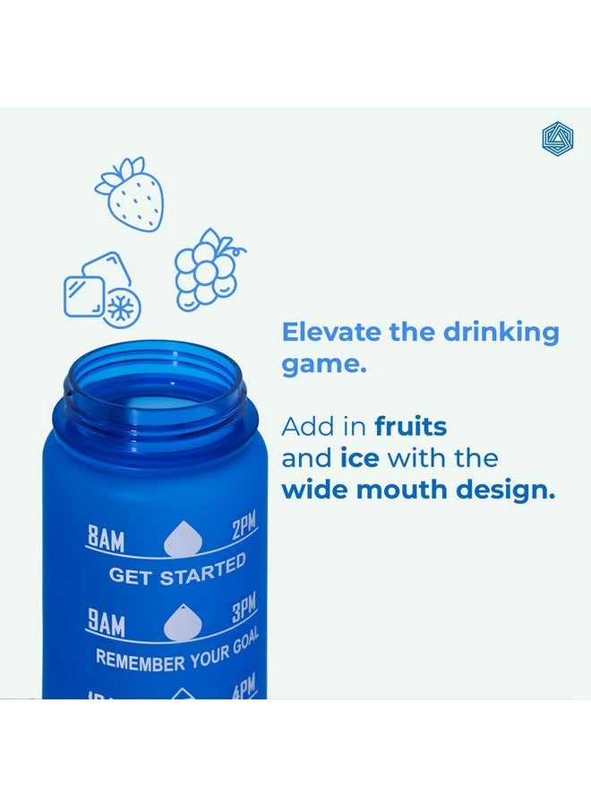 Boldfit Water Bottles 1 Litre Sipper Bottle For Adults, Kids,Unbreakable Motivational Water Bottle Time Mark Sipper With Straw & Time For Gym Office School Home Water Bottle for Kids - Blue (Plastic) - Image 5