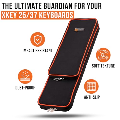 CME Official Solar Xkey Double-Layer Protection Carrying Case for Xkey 37 Air/USB/LE MIDI Keyboard Controller with Additional Pouch for Xkey 25 Air/USB, Slim, Lightweight, Foam Interior, Durable Polyester - Image 3