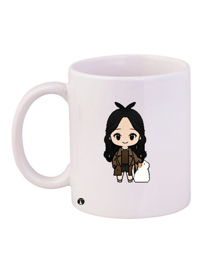 Girl Printed Coffee Mug White/Brown/Black