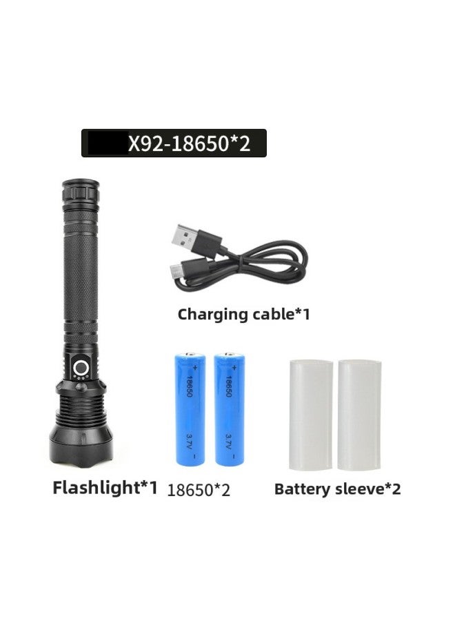 Loquat P70 High-power Led Flashlight Outdoor Waterproof Usb Rechargeable Zoomable Extendable Large Beam Torch For Camping Hiking-Color:p70 Flashlight + Type-C Data Line +2 18650 Batteries - Image 1