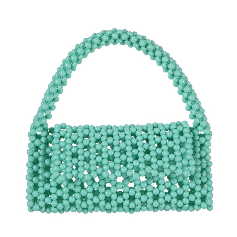 Abvokury YUSHINY Candy Color Acrylic Beaded Hollow Handbag Evening Clutch Triangle Bags for Wedding Party (Jade) - Image 1