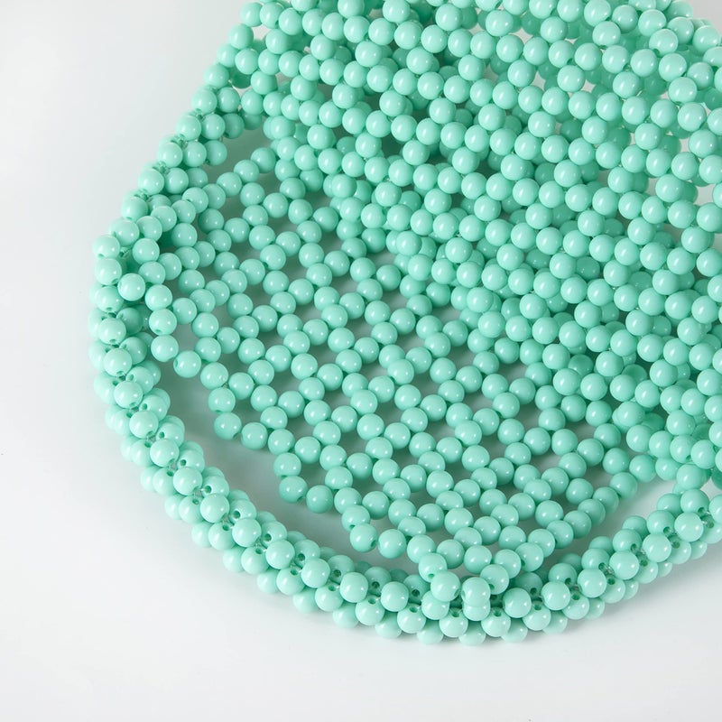 Abvokury YUSHINY Candy Color Acrylic Beaded Hollow Handbag Evening Clutch Triangle Bags for Wedding Party (Jade) - Image 4