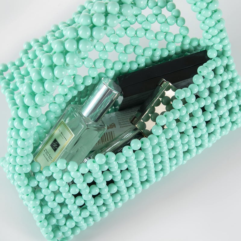 Abvokury YUSHINY Candy Color Acrylic Beaded Hollow Handbag Evening Clutch Triangle Bags for Wedding Party (Jade) - Image 5