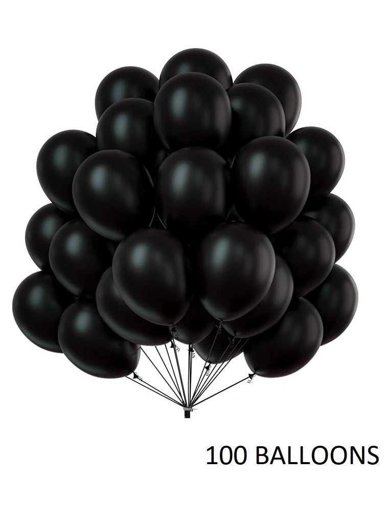 Boxwoods - 100 PCS OF Helium Quality Thick Shiny Black Latex Balloons 3.2g For Birthday Anniversary Graduation New Year Party Decoration - Image 1