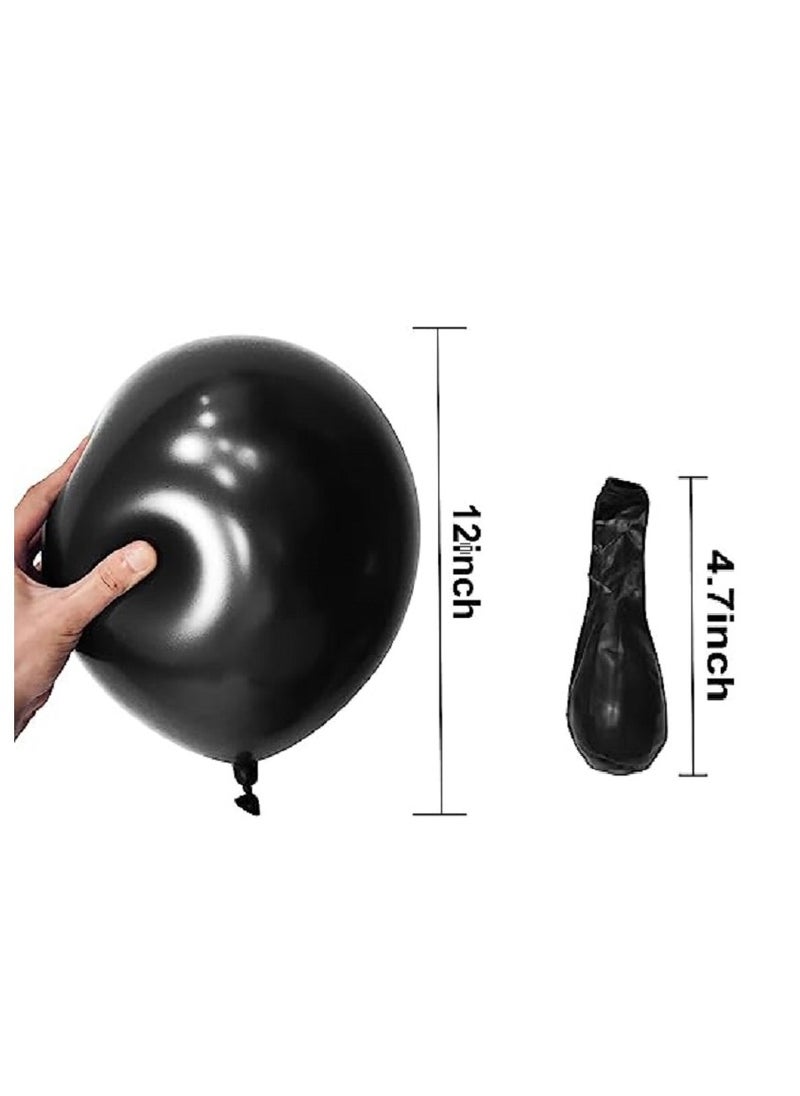 Boxwoods - 100 PCS OF Helium Quality Thick Shiny Black Latex Balloons 3.2g For Birthday Anniversary Graduation New Year Party Decoration - Image 1