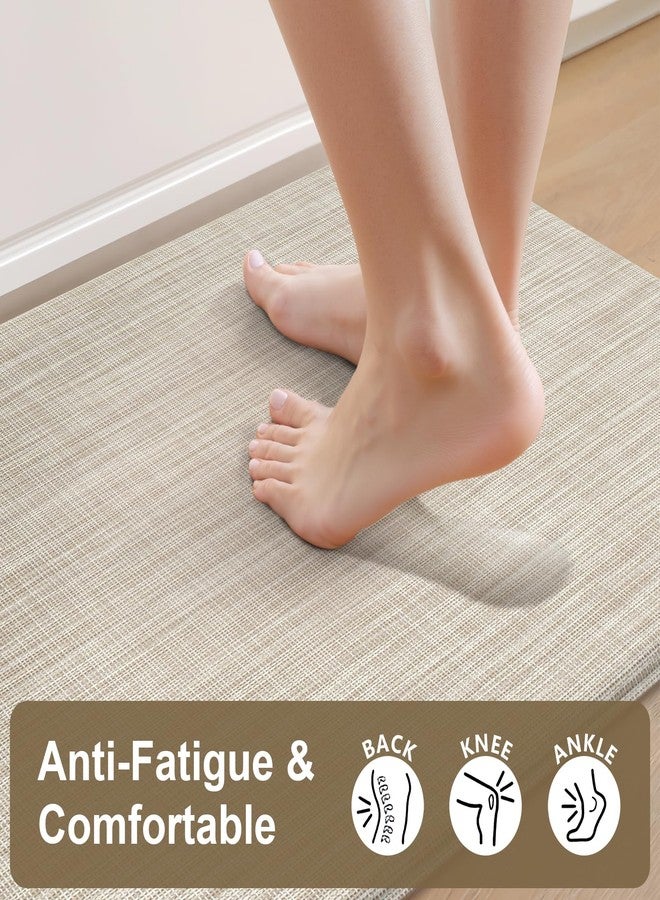 Collive Anti Fatigue Cushioned Kitchen Mat Set 2 Piece Non Skid Waterproof Kitchens Sink Rug Standing Floor Carpets for Office, Sink,17"×29"+17"×47",Beige - Image 2