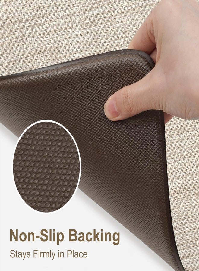 Collive Anti Fatigue Cushioned Kitchen Mat Set 2 Piece Non Skid Waterproof Kitchens Sink Rug Standing Floor Carpets for Office, Sink,17"×29"+17"×47",Beige - Image 3