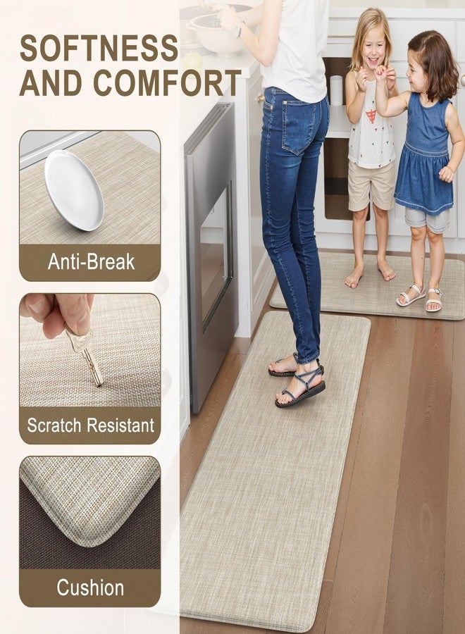 Collive Anti Fatigue Cushioned Kitchen Mat Set 2 Piece Non Skid Waterproof Kitchens Sink Rug Standing Floor Carpets for Office, Sink,17"×29"+17"×47",Beige - Image 5