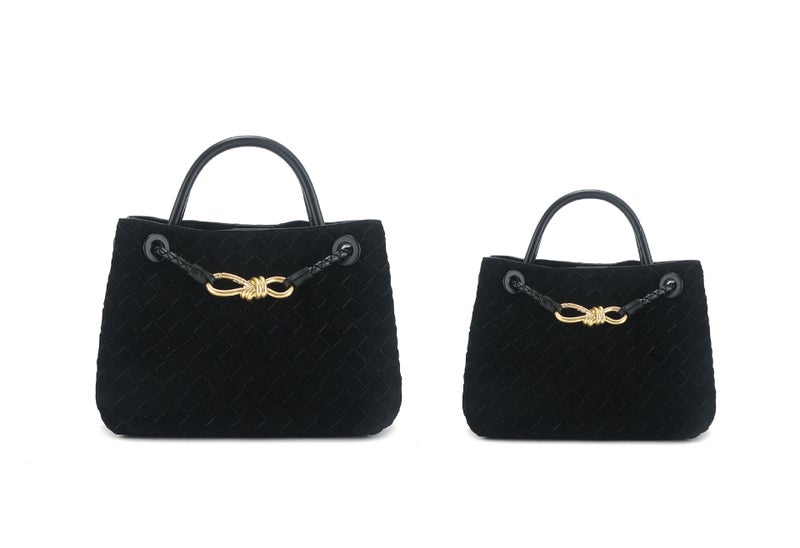 Suede Woven Bag Handbag 2024 Bag Women'S Bow Metal Buckle Large Capacity Commuter Shoulder Crossbody Tote Bag - Image 1