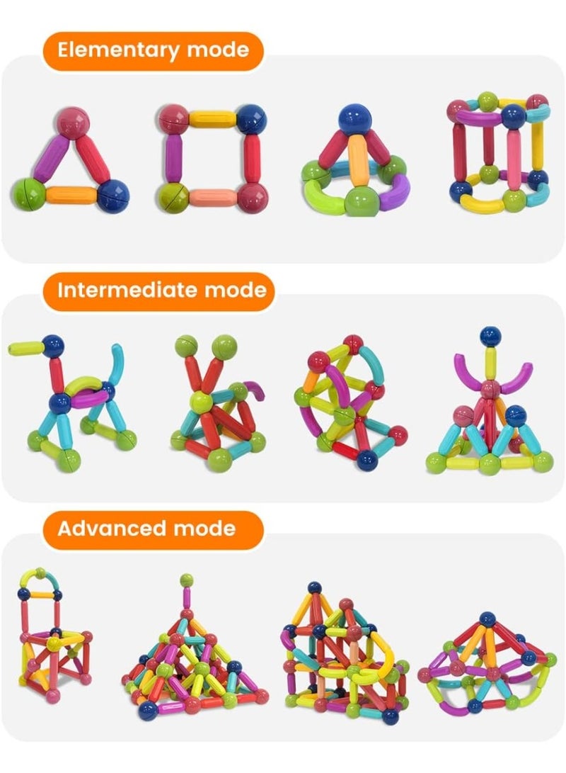 Magnetic Building Blocks Set 64 Pieces – Learn and Create in a Fun Way! 🧲✨ Montessori educational toys in science, technology, engineering and mathematics, safe and non-toxic, suitable for children aged 3 and above. - Image 3
