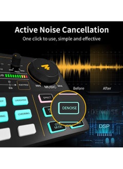 ماونو بطاقة صوت حية، واجهة صوتية، خلاط بودكاست MaanoCaster ذو 10 قنوات مع مكبر صوت احترافي، طاقة فانتوم 48 فولت، بلوتوث، 11 لتسجيل البودكاست، البث، يوتيوب، تيك توك، الكمبيوتر الشخصي، الجيتار  - Image 3