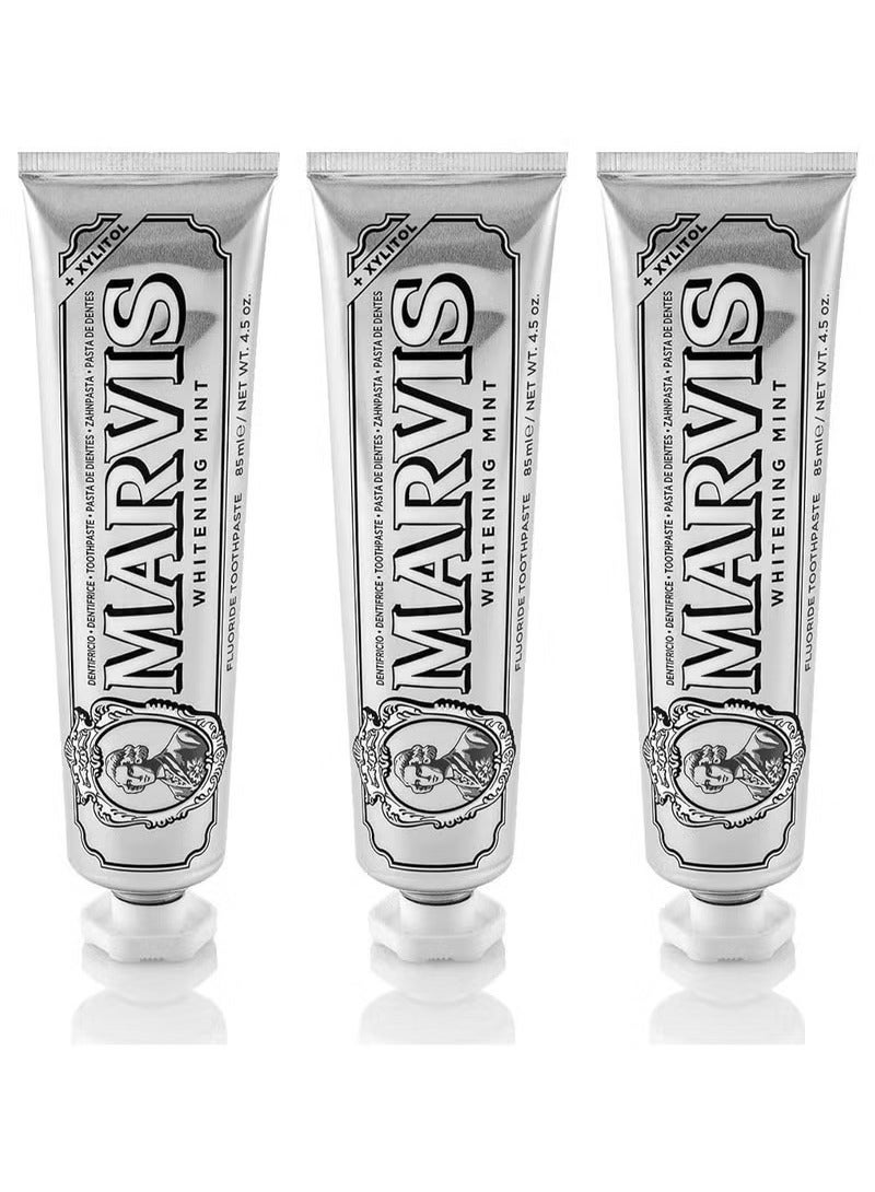 Marvis Whitening Mint Toothpaste Set – 3 Tubes x 85ml – Gentle Whitening with Xylitol