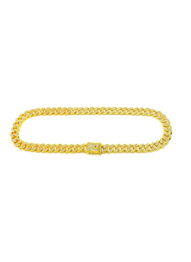 Generic - Alloy 13mm Flat Cuban Chain Iced Out Hip Hop Necklace Golden 40cm(16inch) - Image 1