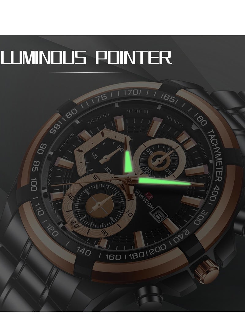 VA VA VOOM Men's Quartz Watch Fashion  Large Dial Sports Stainless Steel Luminous Pointer Calendar Casual Gift - Image 5