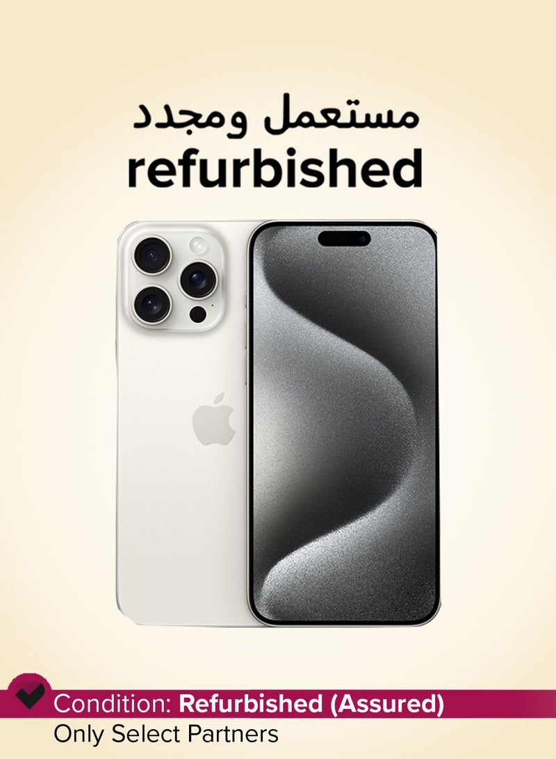 Apple Refurbished - iPhone 15 Pro Max 256GB White Titanium 5G With FaceTime - USA Version (e-SIM only) - Image 1