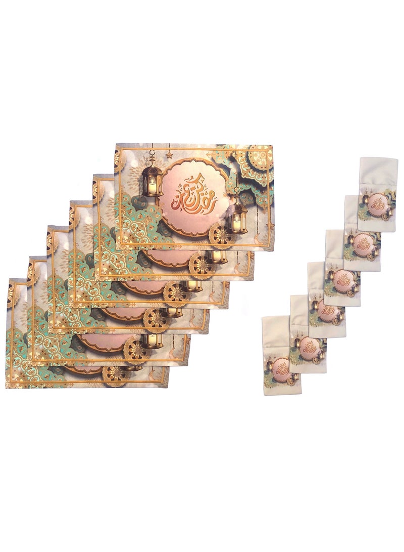 Alwan Ramadan Set of 6 Place mats and 6 Cutlery Holders - Image 1
