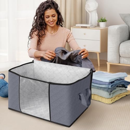 Fab totes Storage Bags,Clothes Blanket Storage Bins Foldable Closet Organizers with Reinforced Handle for Home Dorm Storage and Organization,Fabric Bags for Organizing Bed Sheets,Clothing,Comforters - Image 3