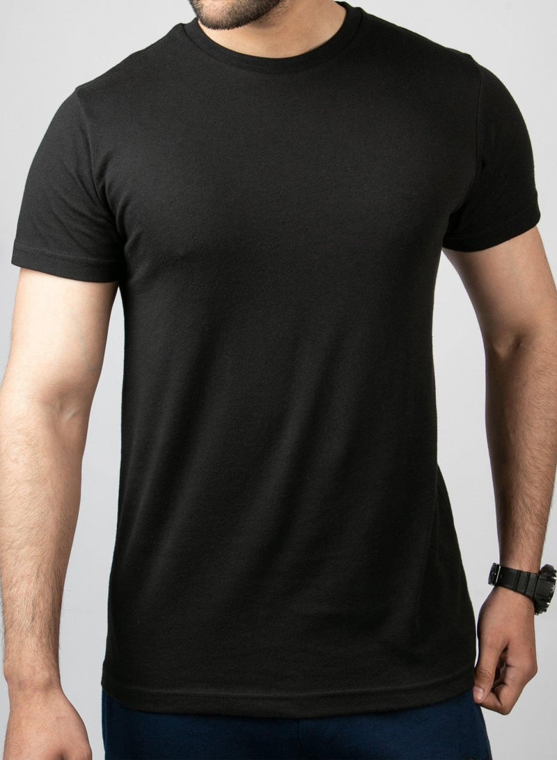 Share the Love Plain Black Round Neck X-Large T-Shirt for Men, 100% Cotton Crew Neck Tee, Soft Breathable Casual Basic T Shirt, Regular Fit Everyday Wear, Size 44 (2-Pack) - Image 2