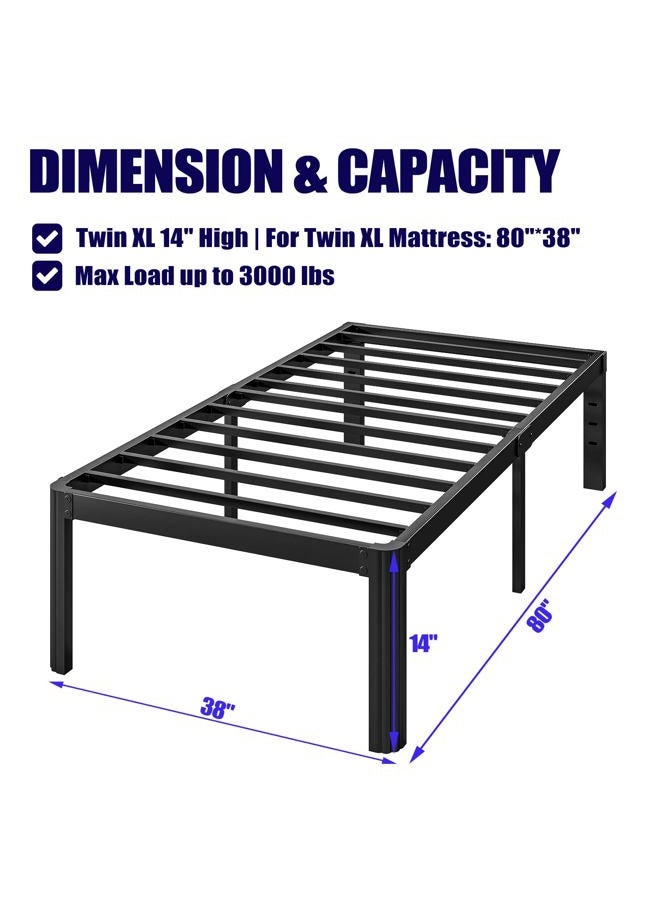 Hunlostten 18in Twin XL Heavy Duty Bed Frame No Box Spring Needed, Tall Metal Twin XL Platform Bed Frame with Round Corners, Easy Assembly, Noise Free, Black - Image 3
