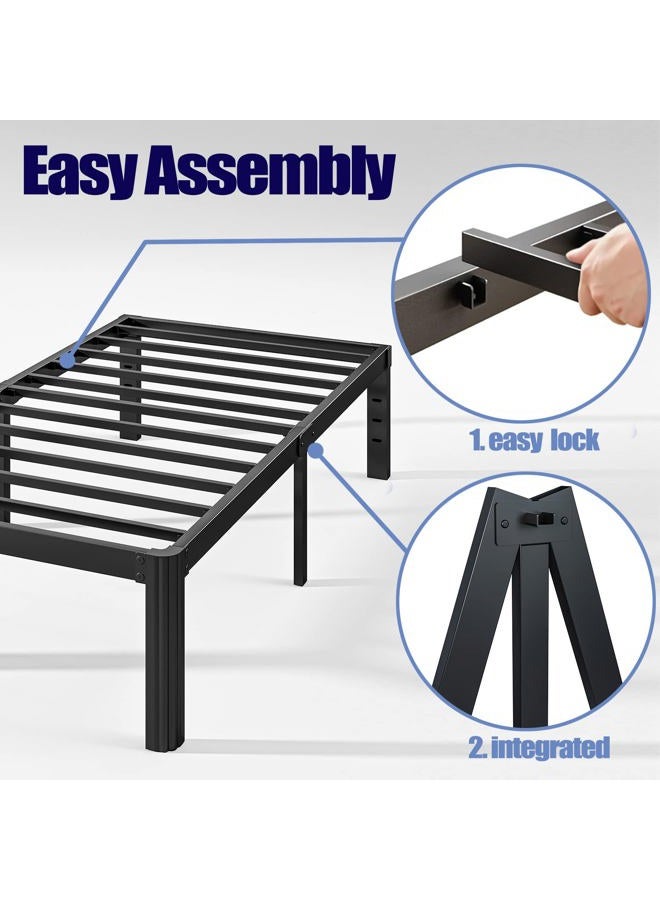 Hunlostten 18in Twin XL Heavy Duty Bed Frame No Box Spring Needed, Tall Metal Twin XL Platform Bed Frame with Round Corners, Easy Assembly, Noise Free, Black - Image 4