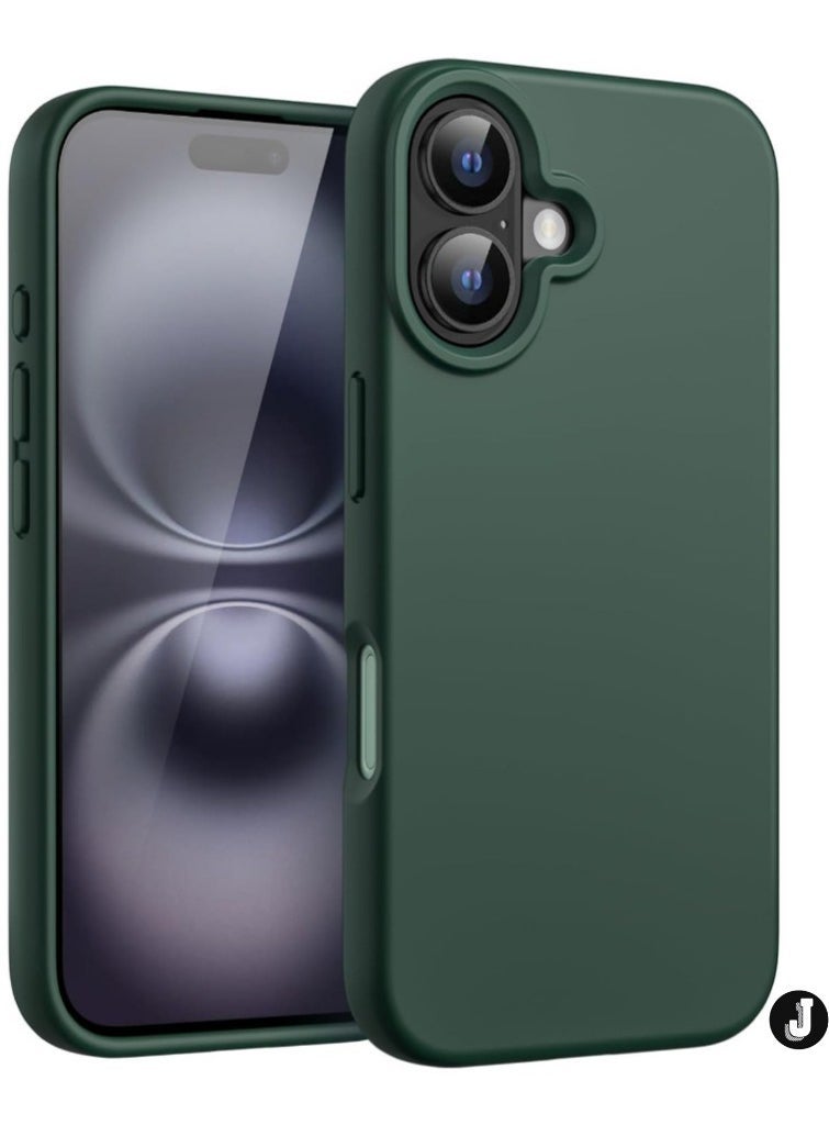 JAJEEK "Liquid Silicone Case for iPhone 16 (6.1-Inch) – Soft Touch, Anti-Scratch, Shockproof Cover with Microfiber Lining (Midnight Green)" - Image 1