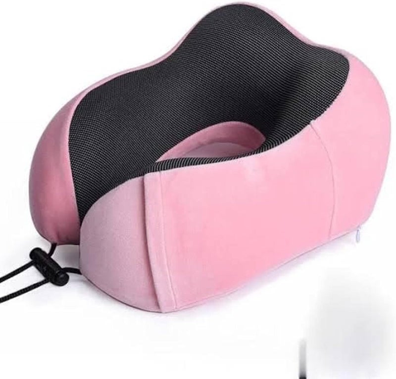 U Shaped Travel Pillow Memory Foam Neck Support Cushion Ergonomic Cervical Pillow Soft Portable Airplane Neck Pillow for Sleeping Office Car Flight Travel Accessories (Pink) - Image 1