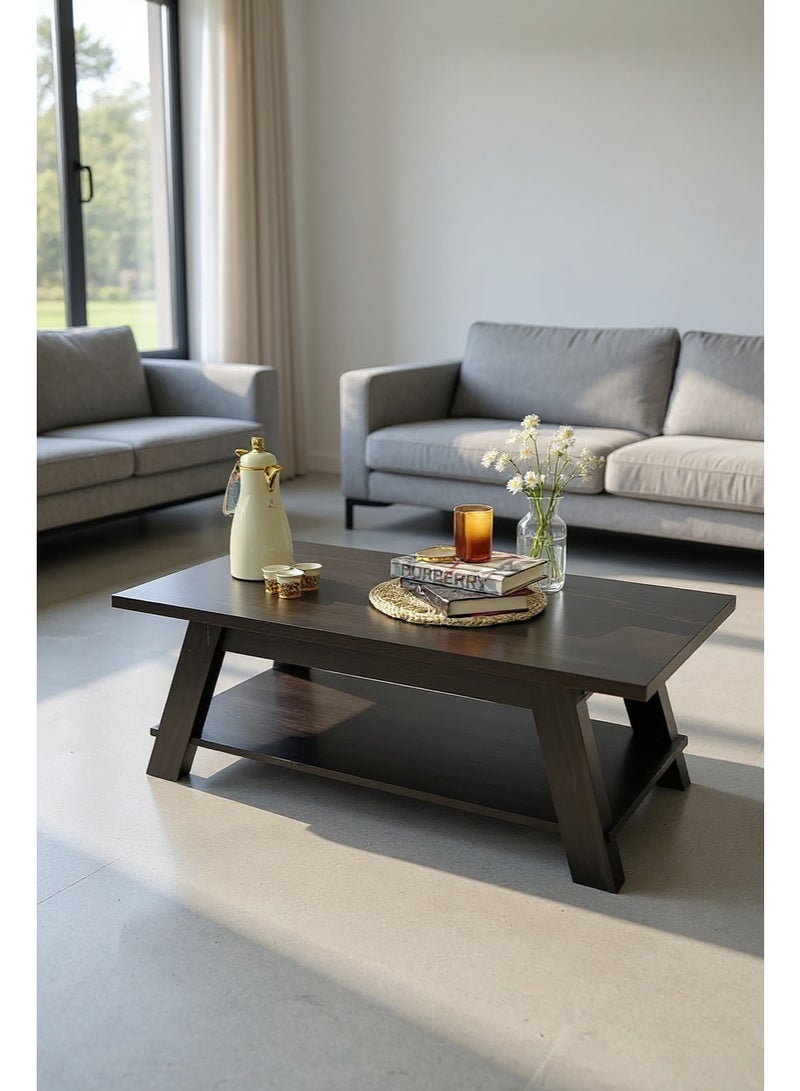 Living Brown wooden center table for the hall and living room, 120X60X36 cm - Image 1