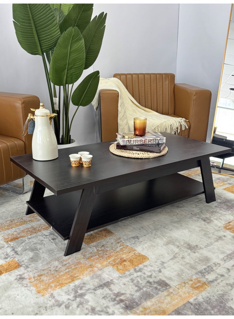 Living Brown wooden center table for the hall and living room, 120X60X36 cm - Image 5
