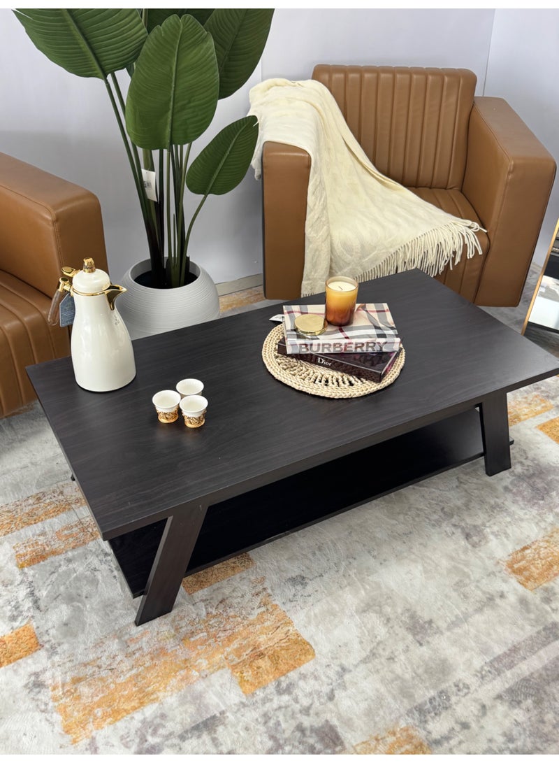 Living Brown wooden center table for the hall and living room, 120X60X36 cm - Image 4