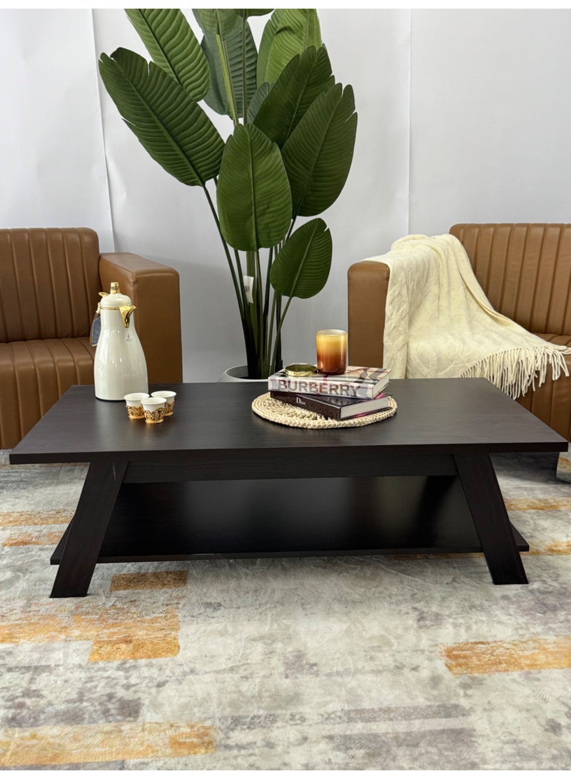 Living Brown wooden center table for the hall and living room, 120X60X36 cm - Image 3