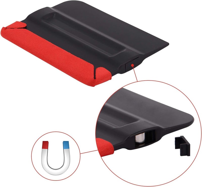 SYOSI Vinyl Felt Squeegee, 4 Inch Car Wrap Squeegee with Built-in Magnet and Felt Edge, Vinyl Scraper Applicator Tool for Window Tinting, Decal Sticker Sign Making, Pack of 3 - Image 2