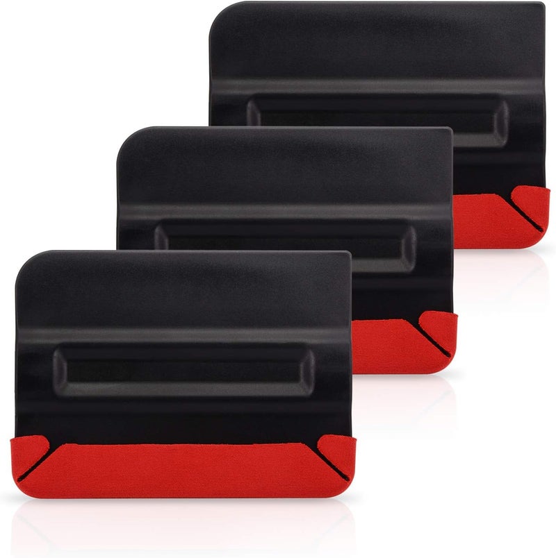 SYOSI Vinyl Felt Squeegee, 4 Inch Car Wrap Squeegee with Built-in Magnet and Felt Edge, Vinyl Scraper Applicator Tool for Window Tinting, Decal Sticker Sign Making, Pack of 3 - Image 1