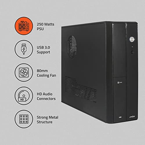 Artis Joy 3.0 Slim Computer Cabinet Support Micro ATX/Mini ATX Motherboard,1 x 8 cm Fan with VIP 250 Watt Power Supply - Image 2